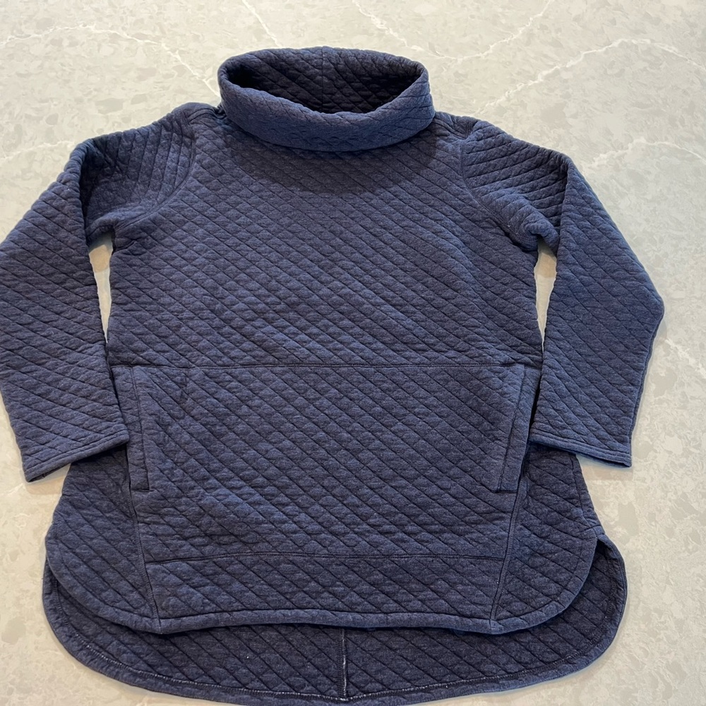 Duluth Trading Co quilted turtleneck tunic sweater.